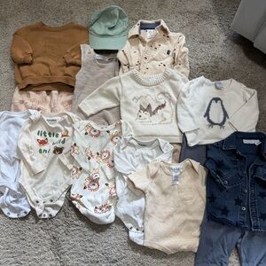 Neutral Baby boy 0-6 mos 16 piece bundle carters, old navy, Zara, Disney